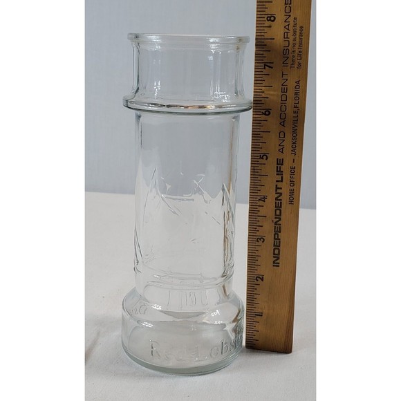 Vintage Red Lobster Sailboat Drinking Glass 7.5" Tall Clear Embossed - Picture 9 of 10